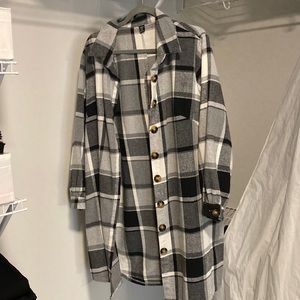 Plaid Long Shacket size XL